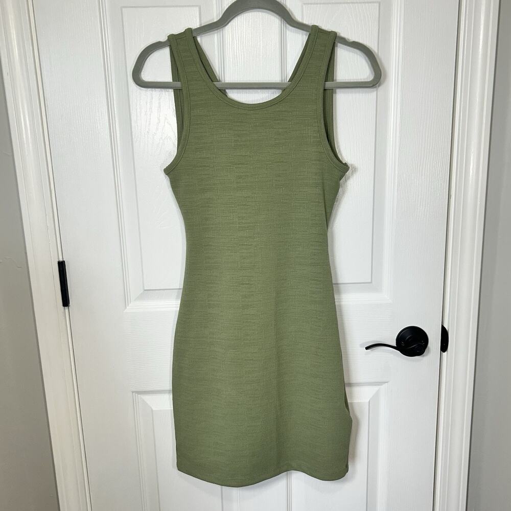 Roxy Good Keepsake Mini Dress Cut Out Back Criss Cross Sage Green Size S NWT